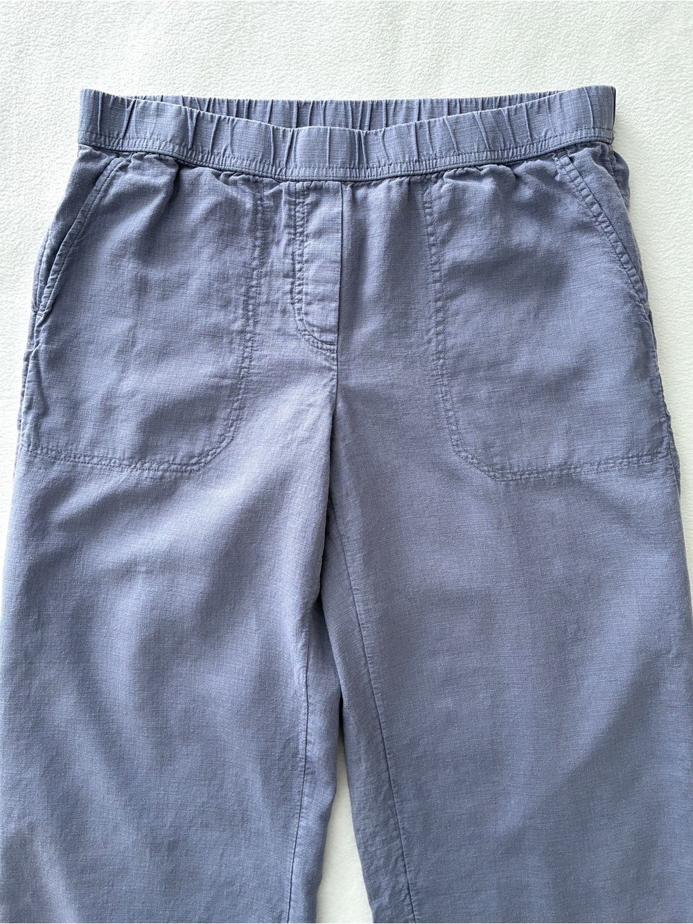 J. Jill Linen Blend Wide Leg Cropped Pants S Petite Gray Pull On Coastal Resort - Picture 4 of 15